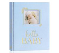 Lanpn Livre de Naissance Bébé, Album Cadeau Naissance Bébé Fille Garçon, 154 Pages Baby Memory Book avec fenêtre DIY, Livre Photo Souvenirs Bebe pour Coller des Photos et Nouveaux-nés, Bleu, Anglais