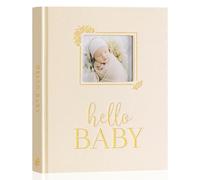 Lanpn Livre de Naissance Bébé, Album Cadeau Naissance Bébé Fille Garçon, 154 Pages Baby Memory Book avec fenêtre DIY, Livre Photo Souvenirs Bebe pour Coller des Photos et Nouveaux-nés, Beige, Anglais