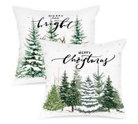Lanpn Lot de 2 père Housse de Coussin Noel 81x81 cm, Taie d'oreiller Joyeux Xmas Forêt Blanche Parure de Oreiller de Décorations de Noël 80x80cm pour Salon Chambre Lit Canapé Décoration