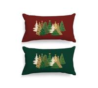 Lanpn Lot de 2 père Standard Housse de Coussin Noel 40x80 cm, Taie d'oreiller de Noel Xmas Arbre de Noël Parure de Oreiller de Décorations de Noël pour Salon Chambre Lit Canapé Décoration