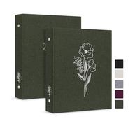 Lanpn Lot de 2 petits classeurs à 6 anneaux ronds de 1,9 cm, couverture en lin, format A5 pour la maison, le bureau, l'école (vert)