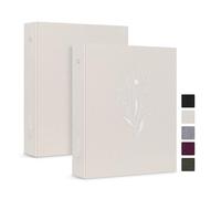 Lanpn Lot de 2 petits classeurs à 6 anneaux ronds de 1,9 cm, couverture en lin, format A5 pour la maison, le bureau, l'école (beige)
