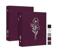 Lanpn Lot de 2 petits classeurs à 6 anneaux ronds de 1,9 cm, couverture en lin, format A5 pour la maison, le bureau, l'école (violet)