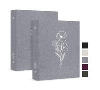 Lanpn Lot de 2 petits classeurs à 6 anneaux ronds de 1,9 cm, couverture en lin, format A5 pour la maison, le bureau, l'école (gris)