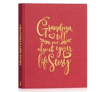 Lanpn Mamie Raconte Moi Ton Histoire, Grand-mère Livre d'histoire de La Vie avec 260+ Questions, Grandma Life Story Journal Intime Mémé, Fête des mères Anniversaire Souvenirs Cadeau, Rouge, Anglais