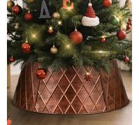 Lanpn Métal Collier Sapin Noël 70cm, Decorations Jupe de Sapin de Noel Christmas Tree Collar pour Moyenne M Arbres Artificiels Intérieur & Extérieur - Décorations Noël (Bronze, Losange)