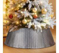 Lanpn Métal Collier Sapin Noël 70cm, Decorations Jupe de Sapin de Noel Christmas Tree Collar pour Moyenne M Arbres Artificiels Intérieur & Extérieur - Décorations Noël (Argent, Tissage Horizontal)