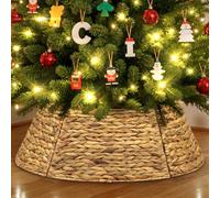 Lanpn Naturel Rotin Collier Sapin Noël 71 cm, Rond Housse de Décorative Cache Base Pied Jupe de Sapin de Noel Vannerie Decorations Christmas Tree Collar pour Petit Mini Arbres Artificiels (Original)