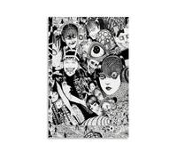 Lanrenous Junji Ito Poster sur toile vintage Anime Comic Horror - Décoration murale pour salon, chambre à coucher - 60 x 90 cm - Sans cadre