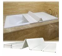 LANRUEU Ponts de Baignoire Couverture, Isolation Thermique Pliant Planche À Poussière Couvercle Bain D'obturateur, Blanc PVC Étagère Salle(70x170x0.6cm)