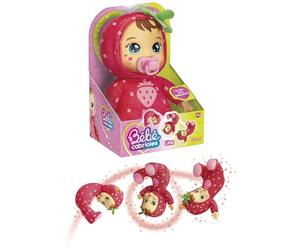 Lansay - Bébé Cabrioles Lina la Fraise - Poupée Interactive - Dès 2 Ans | Compagnon Tout Doux - Pyjama Fruité et Corps Souple et Moelleux - Se Roule et Rebondit - Éveil Sensoriel des Petits