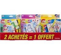 Lansay - BLOPENS - 3 Packs de Mini Blopens - Pour Enfants Dès 4 Ans - Kit de Dessins et Coloriages Créatifs avec Effet Aérographe - 12 Feutres & 30 Pochoirs Réutilisables - Format Voyage