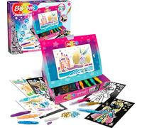 Lansay - BLOPENS - Atelier Fantasy - Boîte Pupitre Transformable + 11 Feutres de Coloriage à Souffler + Pochoirs + Sequins - Idée Cadeau Enfants dès 5 Ans - Kit Création Dessins Pailletées