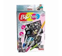Lansay - BLOPENS - Metallic - Kit Créatif de Dessins et Coloriages pour Enfants dès 5 Ans - Set Complet avec Feutres à Souffler, Pochoirs et Feuilles - Effet Métallisé - Loisirs Créatifs