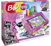 Lansay BLOPENS - Super Centre d'Activités Féeriques - Atelier de Dessins et Coloriages Blopens pour Enfants dès 5 Ans - 13 Feutres À Souffler avec Pupitre & 16 Pochoirs & 16 Feuilles de Dessin
