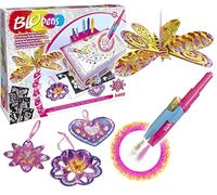 Lansay - Blopens Super Centre Paillettes - Coffret Créatif - Dès 6 Ans | Atelier de Dessin - 8 Pochoirs, 6 Créations à Bricoler et Stylo Colle - Boîte Transformable en Pupitre - Décorer la Chambre