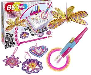 Lansay - Blopens Super Centre Paillettes - Coffret Créatif - Dès 6 Ans | Atelier de Dessin - 8 Pochoirs, 6 Créations à Bricoler et Stylo Colle - Boîte Transformable en Pupitre - Décorer la Chambre