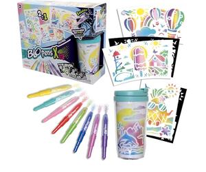 Lansay - Blopens X-Tra Crea'Mug - Kit Personnalisation Mug - Dès 6 Ans | Loisir Créatif - 8 Feutres à Souffler, 9 Pochoirs, 11 Feuilles et 1 Tasse - Motifs au Choix - Effet Aérographe Coloré