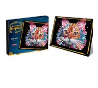 Lansay - COLLECTION SEQUINS - Pop Art Chat - Nouveau - Créez un Tableau Étincelant en Sequins d'un Chat - Compartiment de Rangement Inclus - Activité Créative pour Adultes et Adolescents Dès 14 Ans