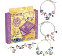 Lansay - Kit bijoux Disney Stitch : perles brillantes, charms Stitch & Angel, 4 colliers dès 6 ans