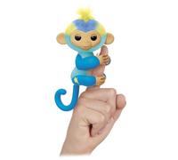 Lansay Peluche électronique Leo – Bébé singe qui s'accroche au doigt, 70 sons, dès 5 ans – Bleu