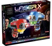 Lansay - LASER X - Double Blaster Evolution - Laser Game- 2 Pistolets Laser Sans Fil pour Enfants dès 6 Ans - Cible Intégrée - Portée 90m - Intérieur ou Extérieur - 20 Couleurs de Laser - 2 Joueurs