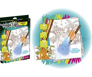 Lansay - Magic LIGN - Animaux - Projecteur Pocket de Dessins et Coloriages - pour Enfants dès 7 Ans - Kit Créatif Portable avec 16 Illustrations à Révéler & 4 Feutres - Loisirs Créatifs