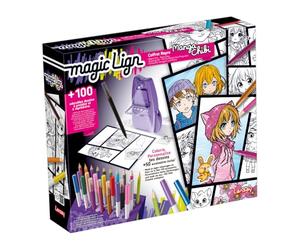 Lansay - Magic Lign Manga Chibi - Coffret de Reproduction - Dès 7 Ans | Apprendre à Dessiner - Projecteur Pocket, 2 Planches de Films et Crayons - Plus de 100 Illustrations - Personnages Adorables