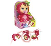 Lansay - Mon Bébé Cabrioles Lina La Fraise - Poupée Interactive dès 2+ Ans | en Pyjama Fraise - Fait des Galipettes Amusantes- Corps Tout Doux et Câlin - Jouet Éveil Bébé Fille ou Garçon