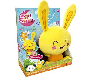 Lansay - TITOUNIS - Ma Peluche Touni Électronique 20 cm avec 5 Comptines Françaises - Meunier tu Dors, Fais Dodo, Petit Escargot… - Peluche Musicale Douce avec Piles Incluses - Dès 6 Mois