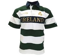 Lansdowne Maillot de Rugby à Manches Courtes Irlande/Blanc/doré rayé, Vert Bouteille, Blanc, doré, M