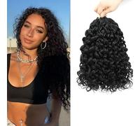 Lanse Gogo Curl Crochet Hair 18 Inch 8 Packs Black Ocean Wave Deep Twist Goddess Box Braids Pre Looped Long Curly Water Wave Synthetic Braiding Hair for Women Girl Kids(1B, 18inch)