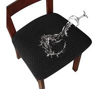 LANSHENG Housse de Chaise 2/4 Pièces Housse de Coussin de Chaise Housse de siège de Chaise imperméable Démontable Housse Assise Chaise Elastique Jacquard Lavables pour Salle à Mange (Noir, 6)