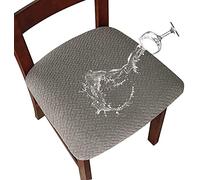 LANSHENG Housse de Chaise 2/4 Pièces Housse de Coussin de Chaise Housse de siège de Chaise imperméable Démontable Housse Assise Chaise Elastique Jacquard Lavables pour Salle à Mange (Gris Clair, 6)