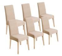 LANSHENG Housse de Chaise 6 Pièces, Extensible Amovible Lavable Housse pour Chaise Salle à Manger, Moderne Universel Couverture de Chaise pour Maison Hotel Restaurant Banquet Cuisine Decoration, Kaki