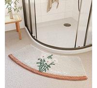 LANSHOU Tapis Salle De Bain Angle Antidérapant Absorbant Moelleux Confortable Douche Arrondi Secteur Lavable Machine Microfibre White 42 * 100cm-thick