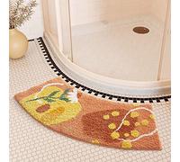 LANSHOU Tapis Salle De Bain Angle Antidérapant Absorbant Moelleux Confortable Douche Arrondi Secteur Lavable Machine Microfibre Orange 42 * 100cm-thick