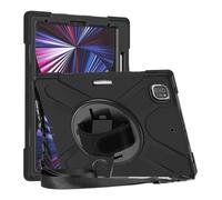 Lanshui 360° Ratating Hand Strap Rainbow Drop-Proof Protective Case Compatible with Samsung Galaxy Tab A7 Lite 8.7 inch T220(Black (with Straps))