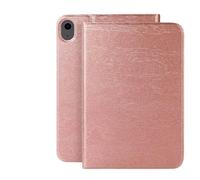 Lanshui Accessoires pour tablette, étui à rabat en cuir vintage texture bois, étui de protection pour veille/réveil compatible avec iPad mini 6 2021/mini 7 2024 8,3" (or rose)