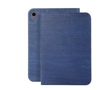 Lanshui Accessoires pour tablette, étui à rabat en cuir vintage texture bois, étui de protection pour veille/réveil compatible avec iPad Pro 13 2024 13" (bleu foncé)