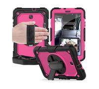 Lanshui Anti Drop Silicone Shell with Shoulder Strap, Tablet Protective Case Suitable for iPad Pro 12.9 inch 2018-2022 Universal(Black+Rose Red)