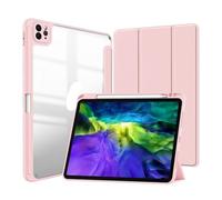 Lanshui Painted Protective Cover with Pen Slot, Acrylic Marble Texture Shell Suitable for iPad Air 13 inch 2024(Rose)