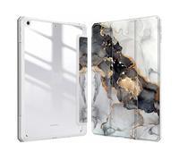 Lanshui Painted Protective Cover with Pen Slot, Acrylic Marble Texture Shell Suitable for iPad Air 13 inch 2024(Grey Marble)