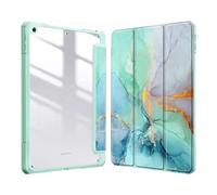 Lanshui Painted Protective Cover with Pen Slot, Acrylic Marble Texture Shell Suitable for iPad Air 13 inch 2024(Green Marble)