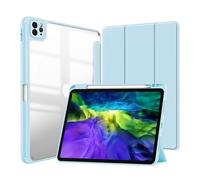 Lanshui Painted Protective Cover with Pen Slot, Acrylic Marble Texture Shell Suitable for iPad Air5 2022/air4 10.9 inch/Pro 11 2021/2020(Light Blue)