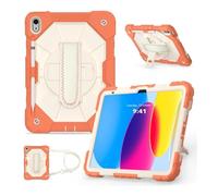 Lanshui Shoulder Strap Protective Case, Horizontal and Vertical Bracket Silicone Cover Suitable for Samsung Galaxy Tab A8 10.5 inch X200/X205 2021(Coral Orange)