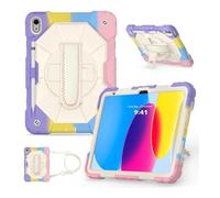 Lanshui Shoulder Strap Protective Case, Horizontal and Vertical Bracket Silicone Cover Suitable for Samsung Galaxy Tab S7+/S8+/S9+/S9 FE Plus- 12.4 inch(Colorful Pink)