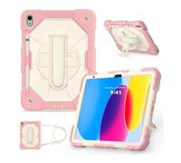 Lanshui Shoulder Strap Protective Case, Horizontal and Vertical Bracket Silicone Cover Suitable for Samsung Galaxy Tab S7+/S8+/S9+/S9 FE Plus- 12.4 inch(Rose Gold Beige)