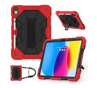 Lanshui Shoulder Strap Protective Case, Horizontal and Vertical Bracket Silicone Cover Suitable for Samsung Galaxy Tab A9-8.7 inch(Big Red Black)