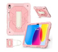 Lanshui Shoulder Strap Protective Case, Horizontal and Vertical Bracket Silicone Cover Suitable for Samsung Galaxy Tab S7/S8/S9/S9FE-11 inch(Rose Gold)